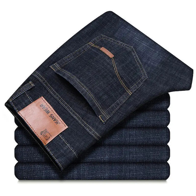 2025 New Business Men's Jeans Casual Comfortable Straight Stretch Fashion Classic Premium Blue Black Denim Pants Large Pants