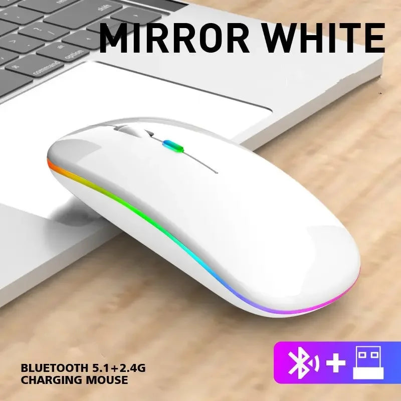 Wireless Bluetooth 5.2 Luminous Mouse USB Charging 2.4GHz Wireless Mouse 1600DPI Portable Gaming Mouse for Tablet Phone Computer