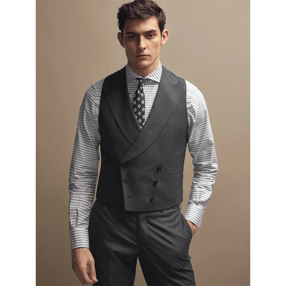 Gentleman Vest Man Dress Vests for Men Vests Double Breasted Elegant Lapel Men's Waistcoat Tuxedo Wedding Dinner Male Clothing