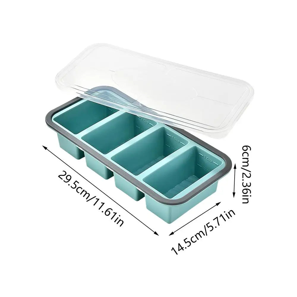 Silicone Freezer Tray Mold with Lid Storage Box Food Box Ice Cubes Tray Mold Storage Containers for Soup Broth Meal Prep