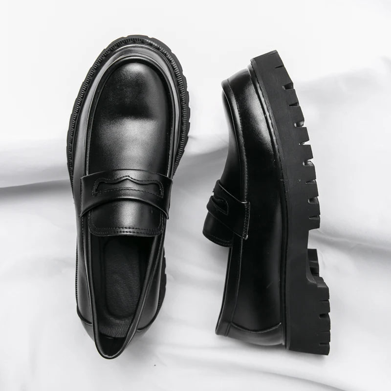 Patent Leather Shoes with Thick Soles Loafers Fashion Luxury Men Slip on Mocassin Shoe Breathable Homme Zapatos De Hombre Flats