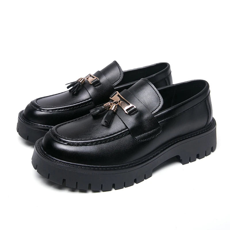 New Platform Leather Shoes Men Classic Leather Loafers Man Party Social Derby Men's Dress Formal Shoes Casual Business Brogues