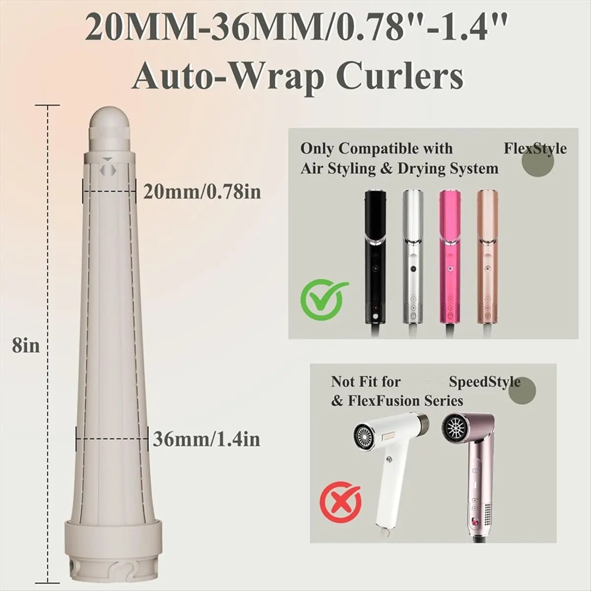 Top Long Curling Iron Conical Barrels Attachment for Shark FlexStyle 0.78-1.4Inch Auto-Wrap Curling Iron Textured Waves