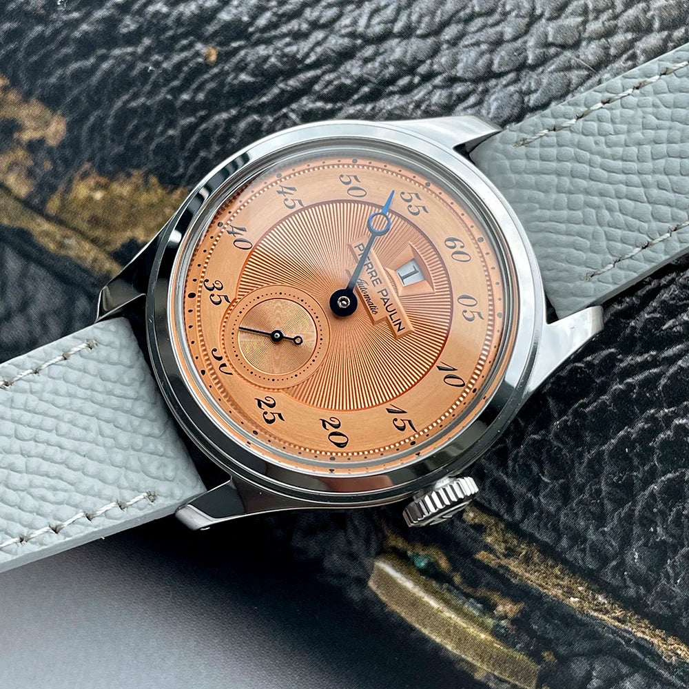 NEW Pierre Paulin Jumping Hour Men Watch White Dial Automatic St17 Mechanical Watch Vintage Date Window 38mm relogios masculino