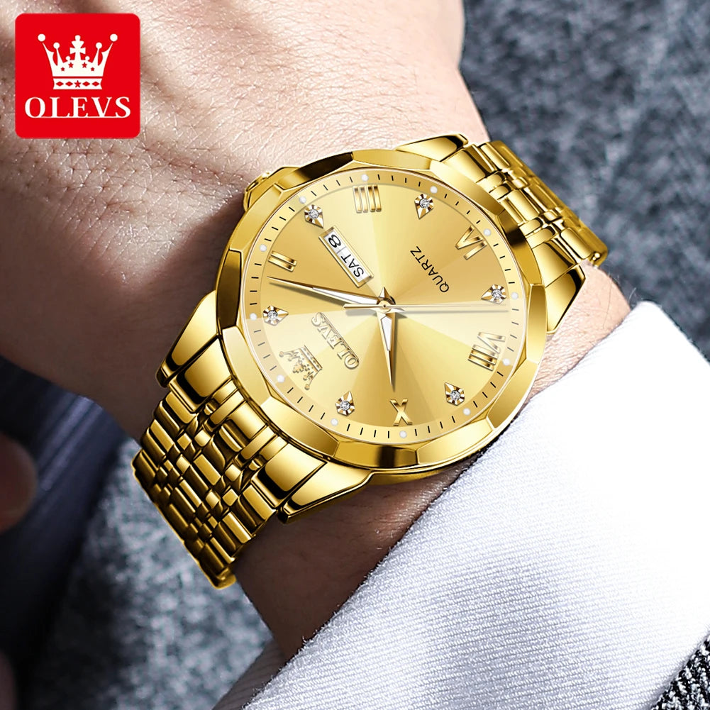 OLEVS 9931 Top Brand Men's Watches Calendar Waterproof Stainless steel Luminous Watch Business Men Wristwatch