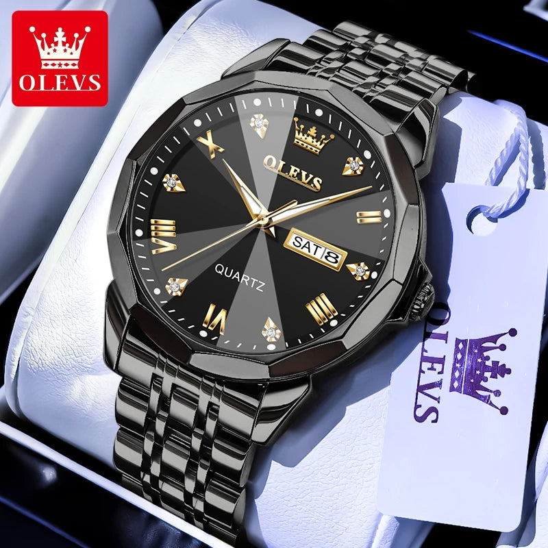 OLEVS 9931 Top Brand Men's Watches Calendar Waterproof Stainless steel Luminous Watch Business Men Wristwatch