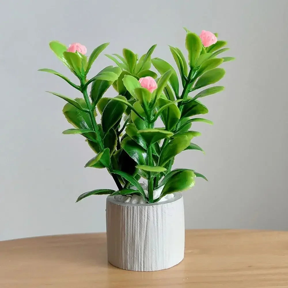1PC Dollhouse Potted Plant 1:6 Scale Lifelike Mini Flower Pot Home Decoration Micro Landscape Miniature Green Leaves Bonsai