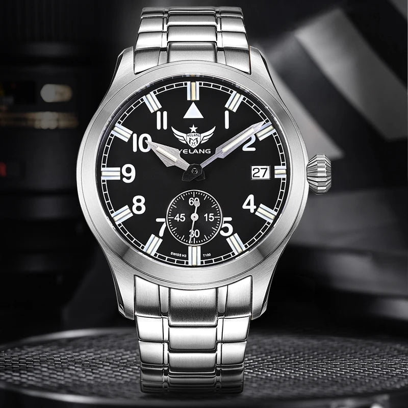 Yelang V1023 Men Watch 42mm Japanese VL58 Movement Pilot Men's Quartz Watch 10ATM 100m Waterproof Luminous Sports Watch Sapphire