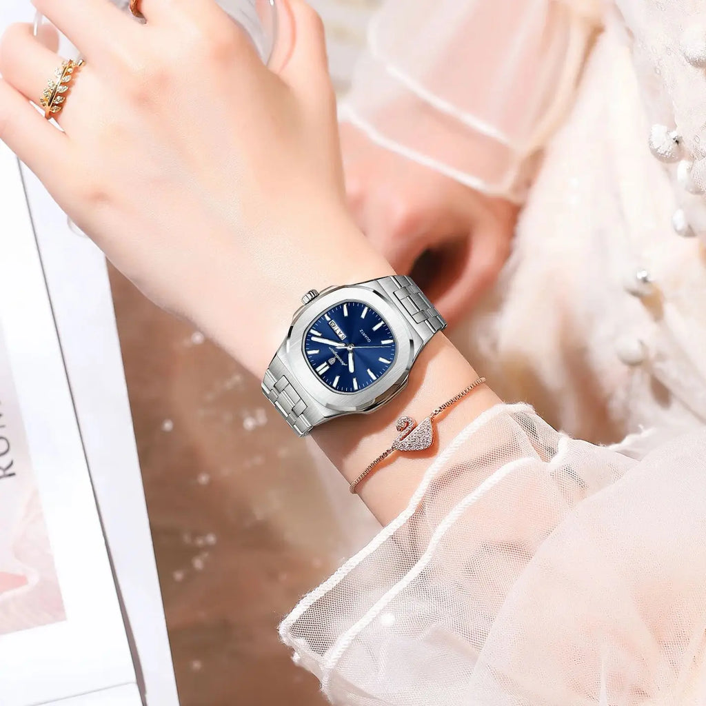 POEDAGAR Exquisite Square Woman Watch Date Week Original Waterproof Luminous Ladies Watch Stainless Steel Quartz Women's Watches