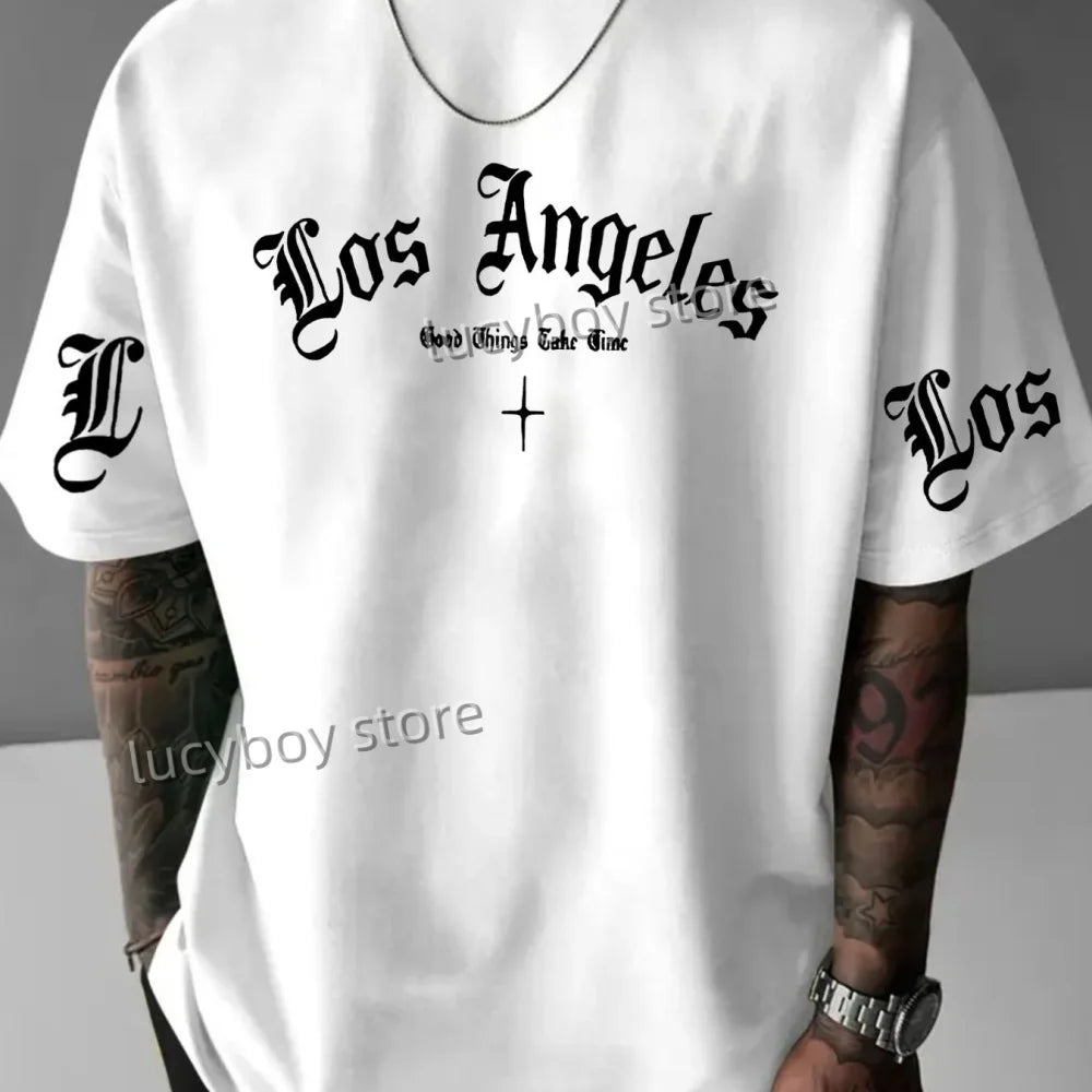 2025 LOS ANGELES  Print Mens  Jersey T-shirt Man Short Sleeve Sport Football T-Shirt  PLUS size round neck Tees Men Clothing