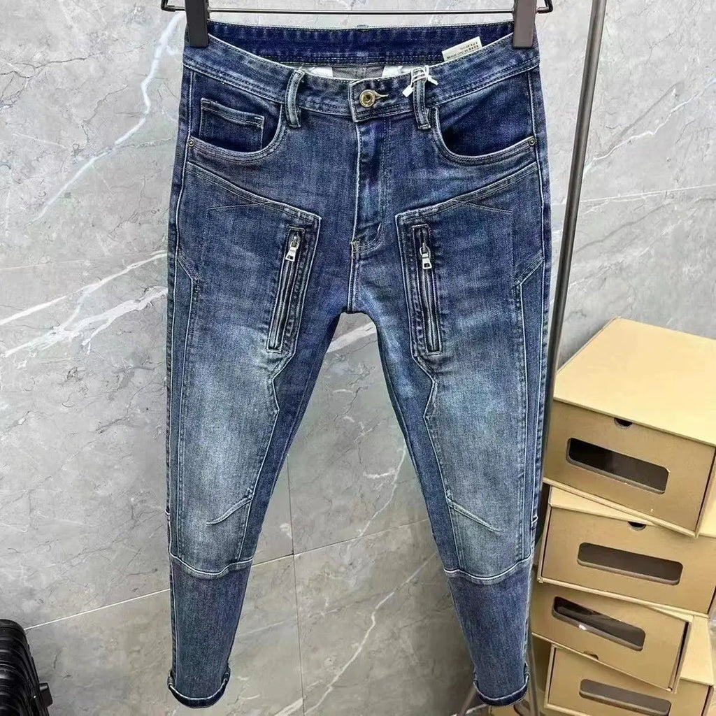 High Quality Spring and Autumn Designer Clothes Streetwear Denim Jeans Pants Men's Luxury Casual Slim Fit Stretch Punk Pants