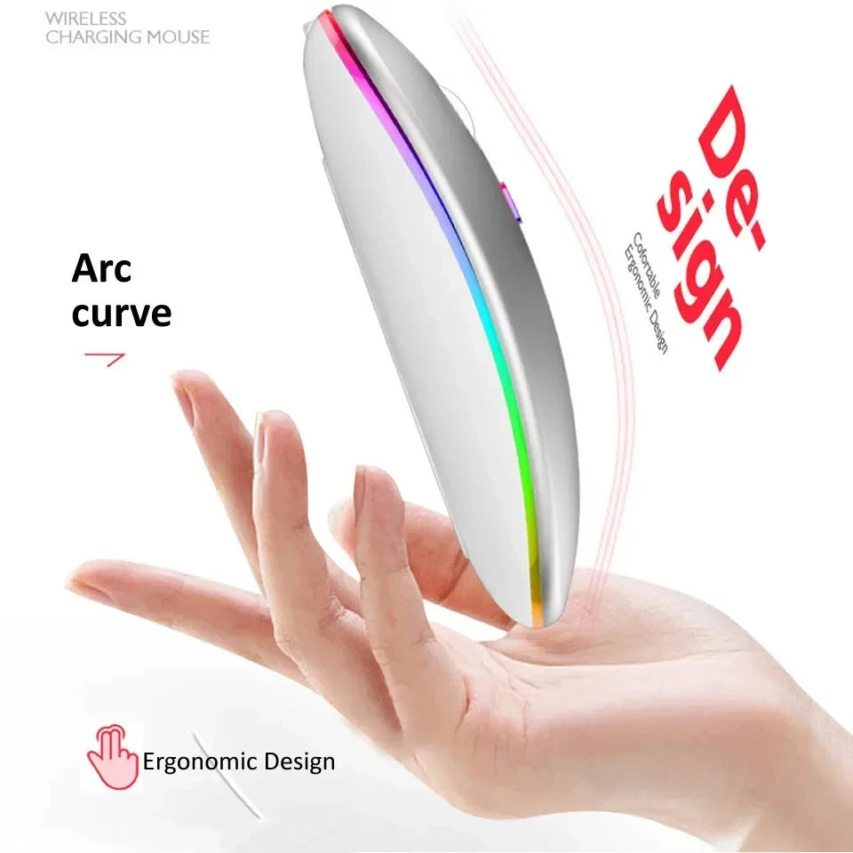 HOMEFISH PHONEPACE Dual Mode Wireless Mouse Bluetooth 2.4G Rechargeable Silent LED Backlit Optical Mice for Laptop PC Computer
