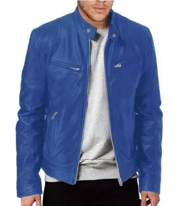 New Men's Clothing Men Leather Coat Stand Collar Punk Motorcycle Leather Jacket Spring Summer Fashion