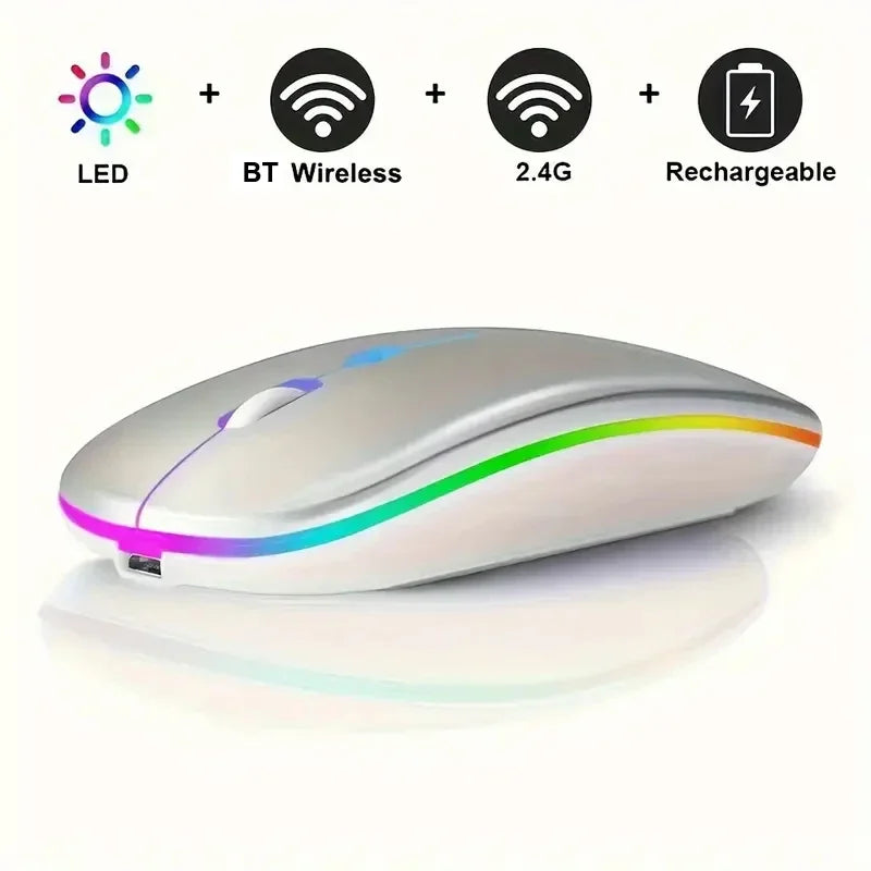 LED Wireless Mouse Bluetooth-compatible 2.4GHz Slim Rechargeable Silent Mice RGB Ergonomic Gaming mouse for Computer Laptop PC