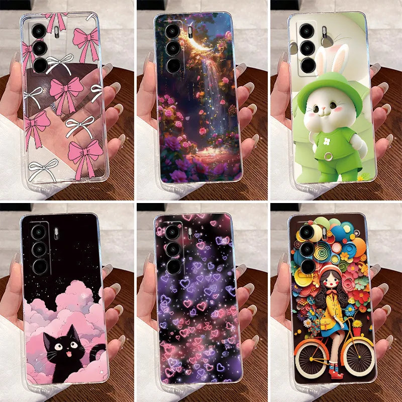 For Itel Power 70 P673L Case Clear Luxury Cute Love Rabbit Funny TPU Soft Silicone Phone Casing For Itel P70 Power70 Back Cover
