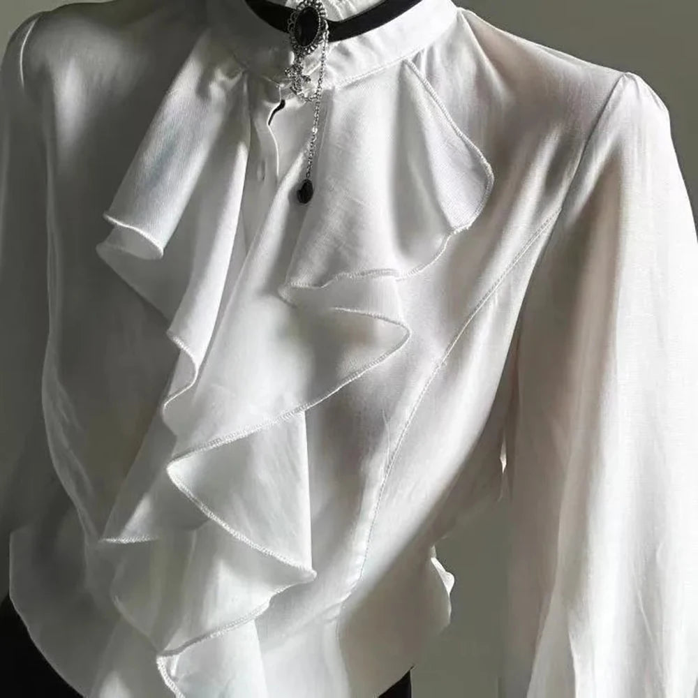 Summer New Men's Solid Color Long-Sleeved Shirt French Retro Fashion Trend Leisure Loose Breathable Unisex Niche Men's Tops