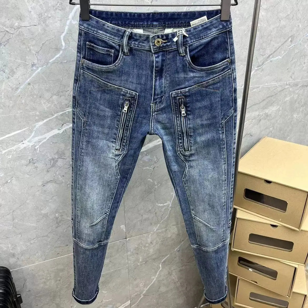 High Quality Spring and Autumn Designer Clothes Streetwear Denim Jeans Pants Men's Luxury Casual Slim Fit Stretch Punk Pants