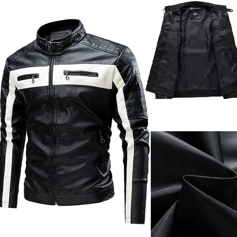 2026 Men Autumn Jacket Bomber Biker Zipper Motorcycle Faux Fur Coat Male Fleece Pilot Vintage Black Red Brown PU Leather Jacket