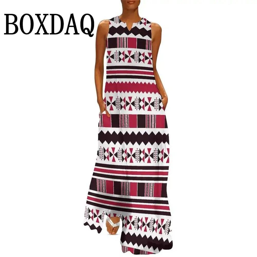 Elegant Women Party Dress Sleeveless Fashion Summer Casual 3D Print Female Long Dress 2025 New Women Tank Maxi Dresses Sundress