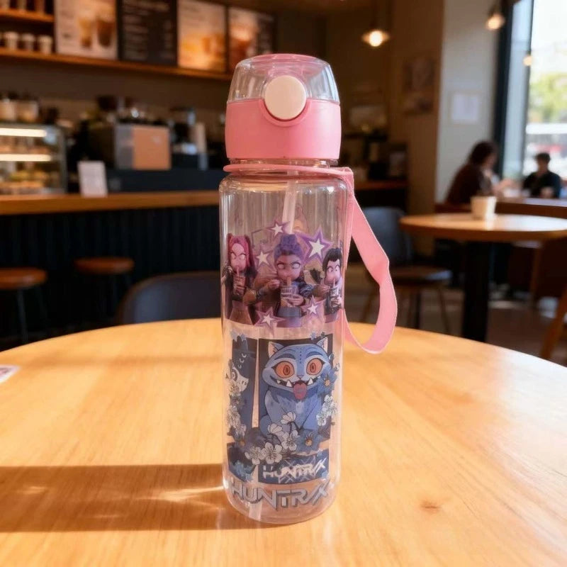 700ML Anime Cartoon Straw Cup K-POP Witch Hunt Large Capacity Tour Portable and Cute Plastic Water Cup for Children