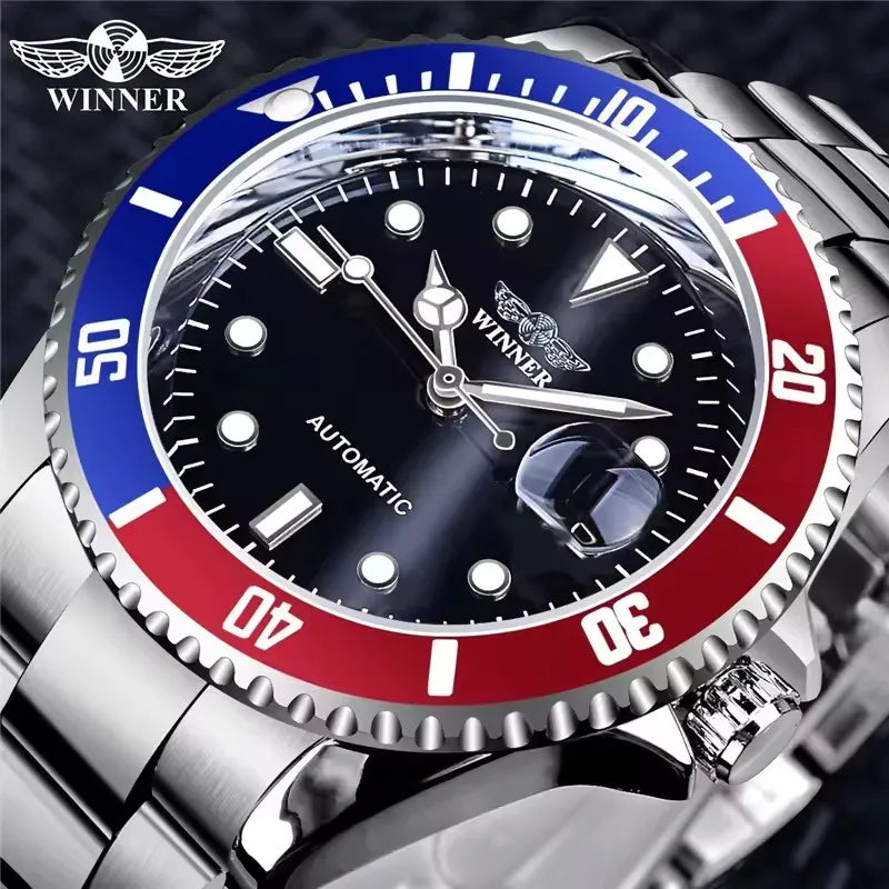 WINNER 002 Fashion Accessories Men's Automatic Mechanical Watch Luxury Calendar Night Light Leisure Men's Watch reloj hombre