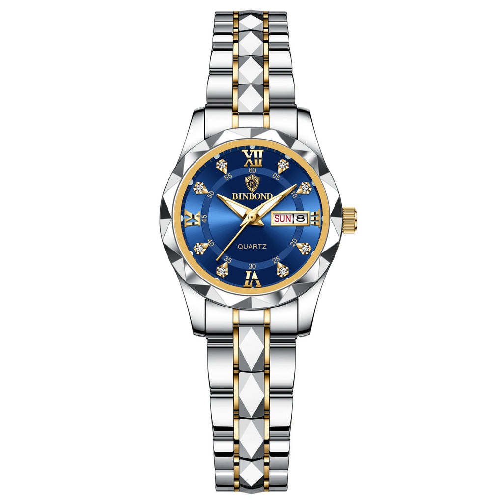 2pcs/set Couple Watches 30M Waterproof Fashion Valentine's Day Gift Stainless Steel Crystal Watch Men Women Quartz Watch 2521