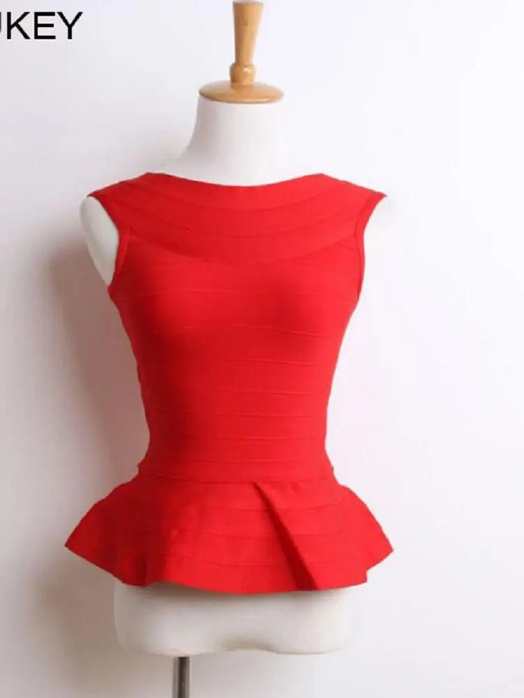 BEAUKEY Fashion Sleeveless Fishtail HL Bandage Tops Vest Slim Thin Waist Sexy Long Elastic Tops  7 Colors  XL OL Top