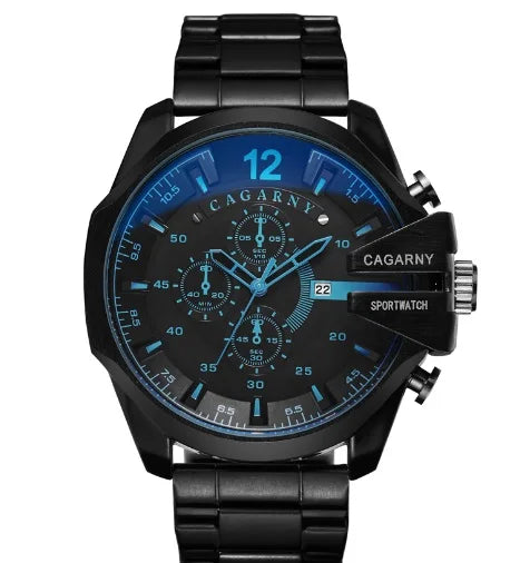 CAGARNY 6839 Luxury Steel Strip Quartz Men's Watch Calendar Luminous Large Dial Mens Watches Relogios Masculino Montres Hommes