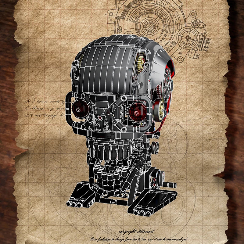 MJ BLOCK Skull Building Blocks Mechanical Model Educational DIY Desktop Decoration Toy Holiday Gift for Kids Adults,1099 Pieces