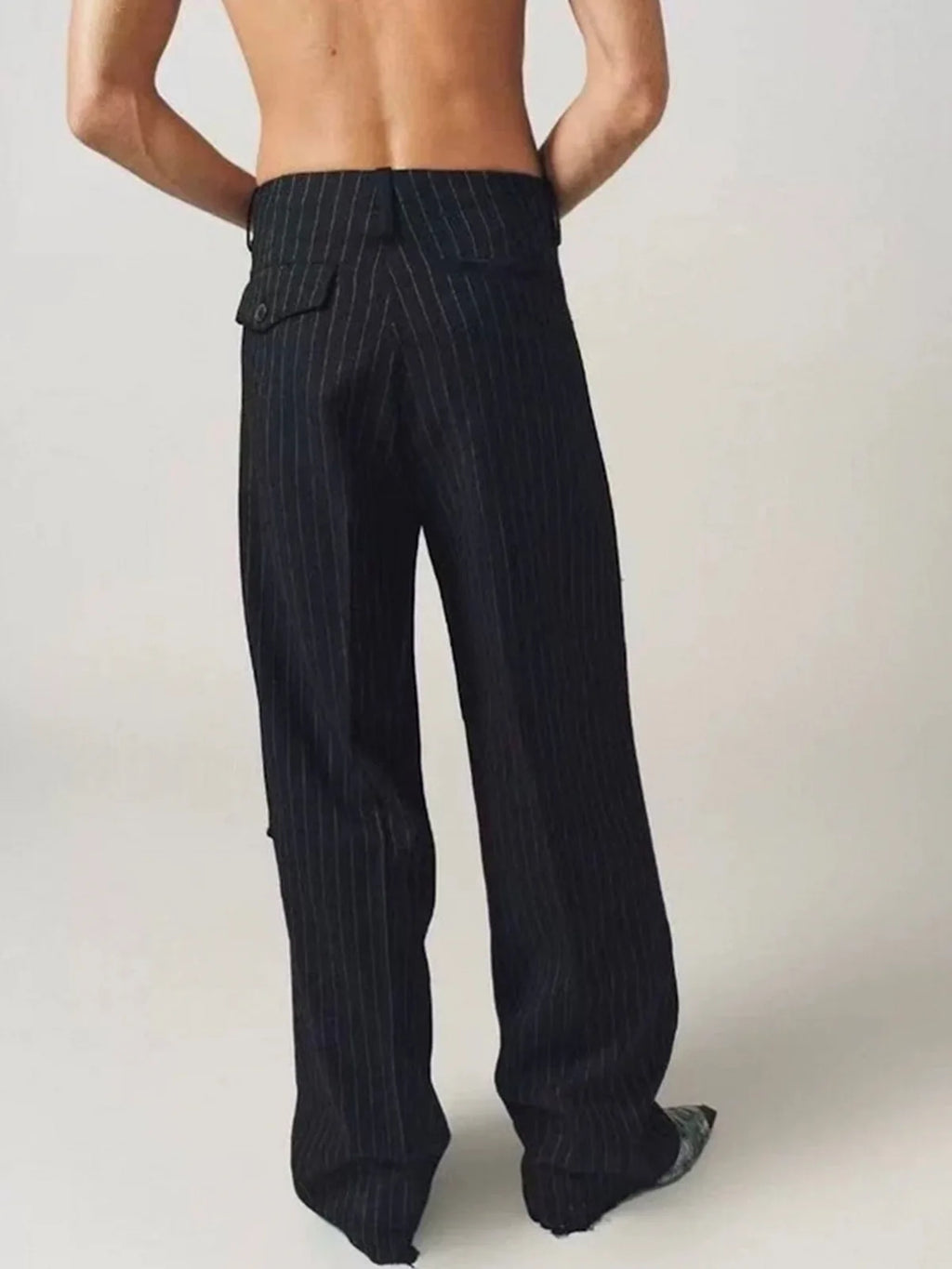 MIJKO Stripe Printed Spliced Suit Trousers Men and Women Casual Straight Pants 2025 New
