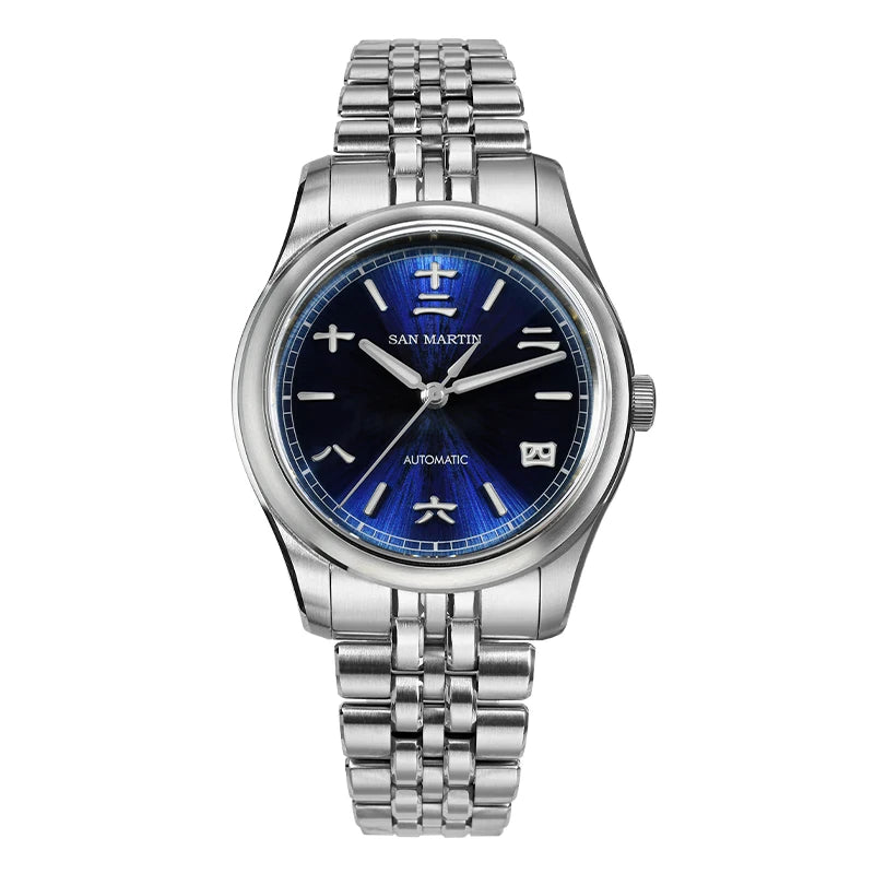 San Martin Men Automatic Watch Mechanical Wristwatch Sunburst JianZhan Dial 10Bar Waterproof Luminous Sapphire Mirror Miyota90S5