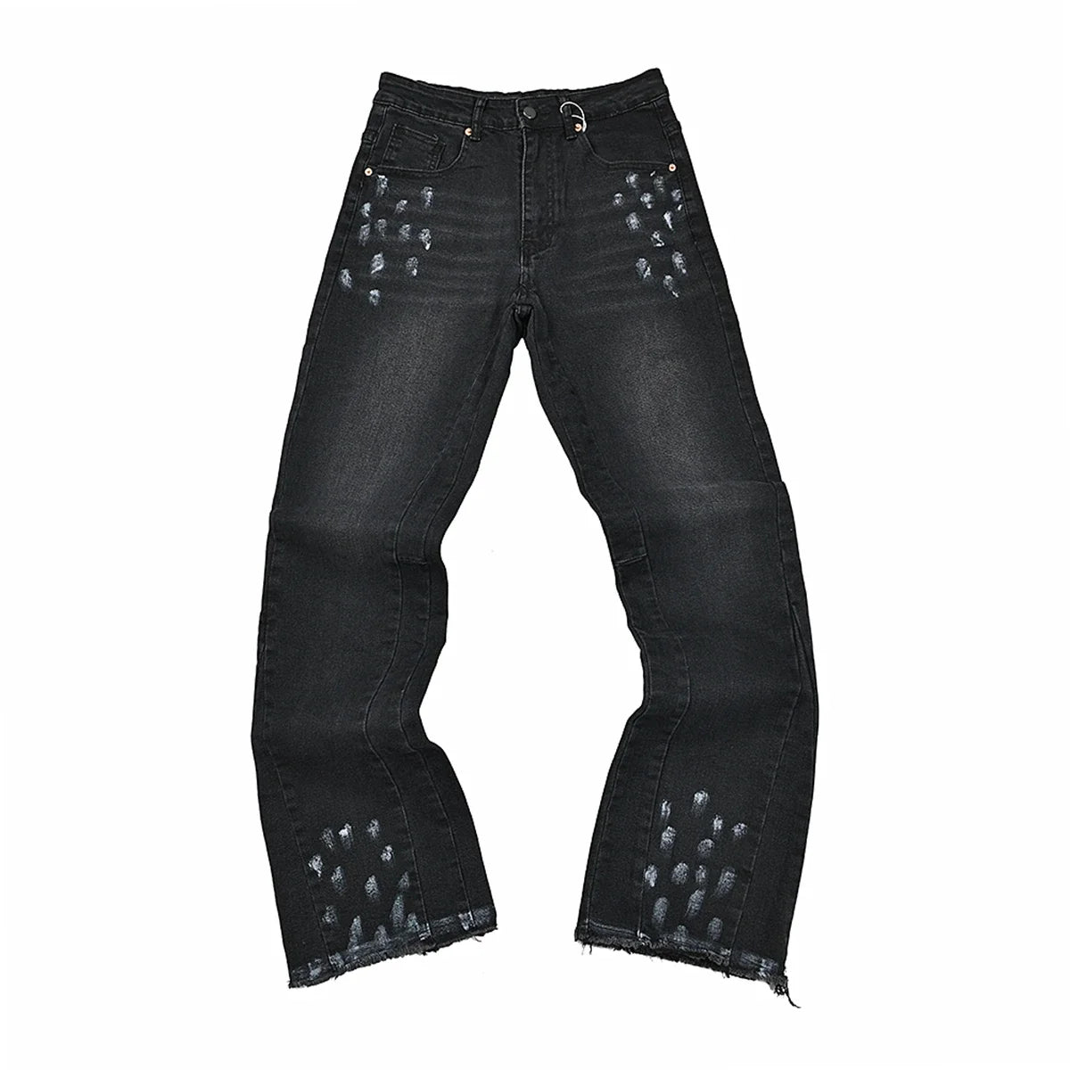 High Street Ink Painted Washed Black Baggy Jeans for Men Straight Vintage Loose Casual Denim Trousers Oversized Ropa Hombre Jean
