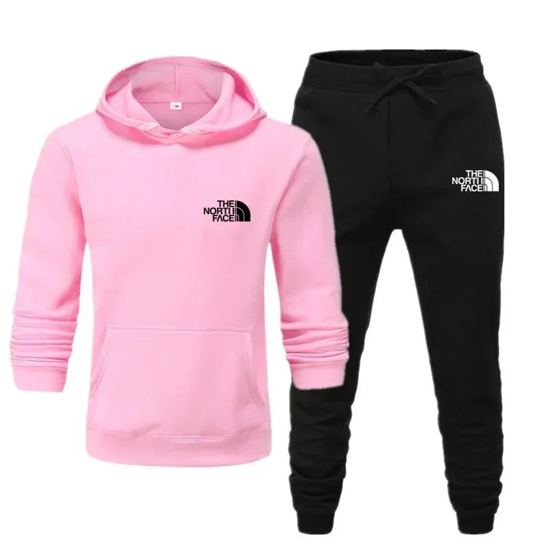 Autumn and winter printed men's and women's fashionable casual sportswear outdoor fitness jogging set hooded sportswear pants