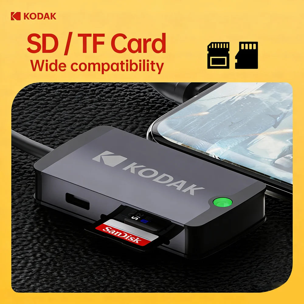 KODAK USB C Hub USB3.0 Type-c Ports with MicroSD Card Adapter SD Card Reader for phones Tablets MacBook Laptops(Requires OTG)