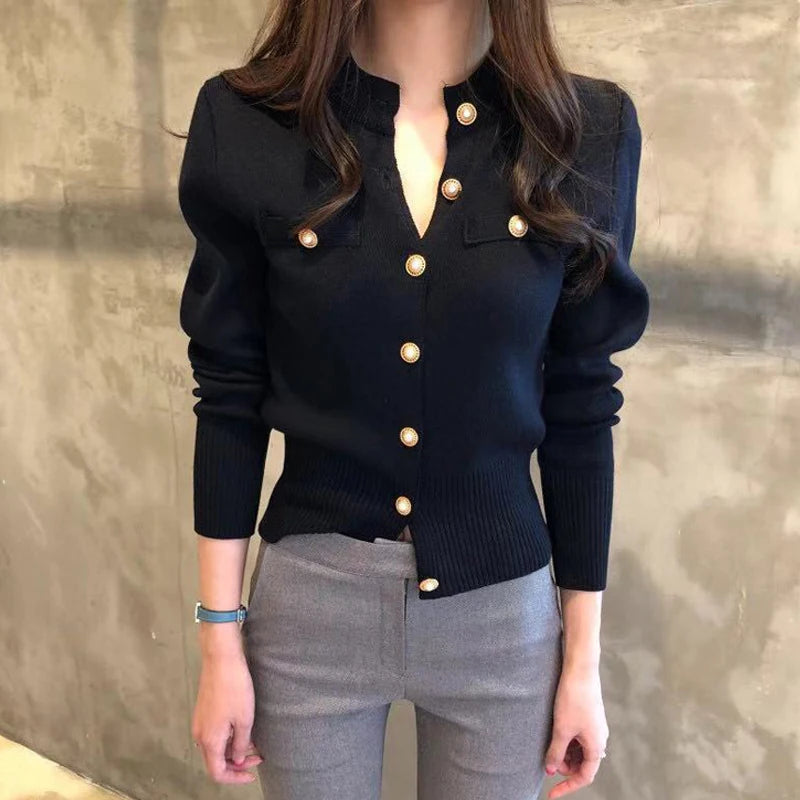 2026 Autumn Long Sleeve Fashion Women Cardigans Sweater Knitted Coat Short Casual Single Breasted Korean Slim Chic Ladies Tops