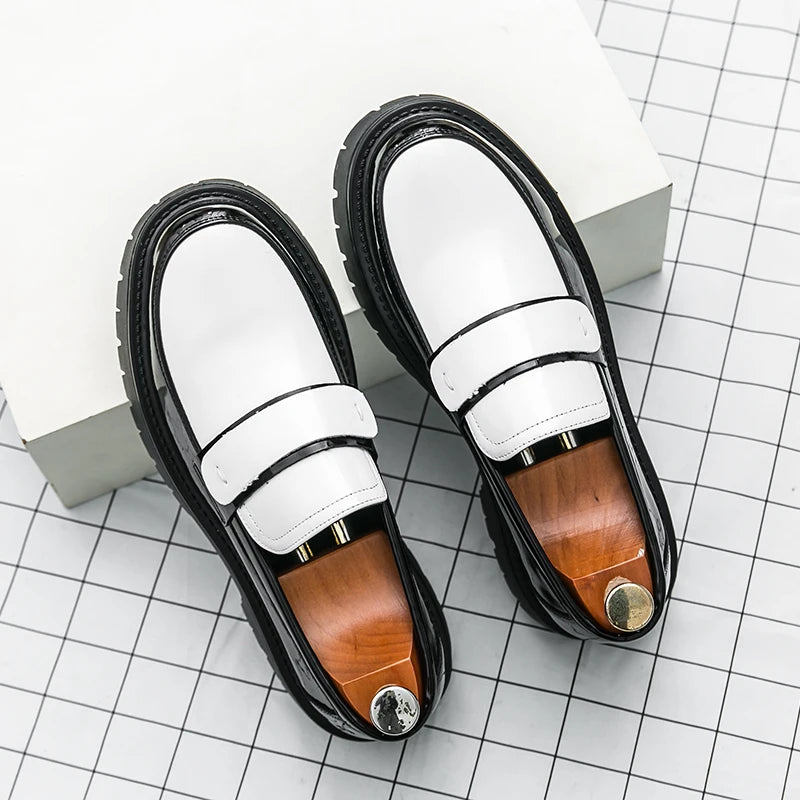 Trendy Designer Style Comfortable Shoes Luxury Brand Low Heeled White Loafers Leather Leisure Fashionable Nightclub Music Shoes