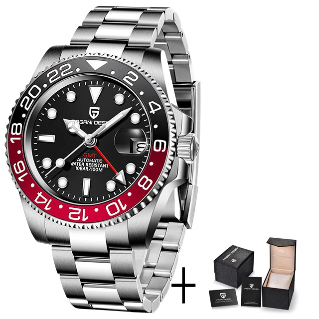 PAGANI DESIGN Top Brand Men Mechanical Wristwatches Luxurys Ceramic Bezel GMT Watches Automatic 100m Waterproof Watch for Men