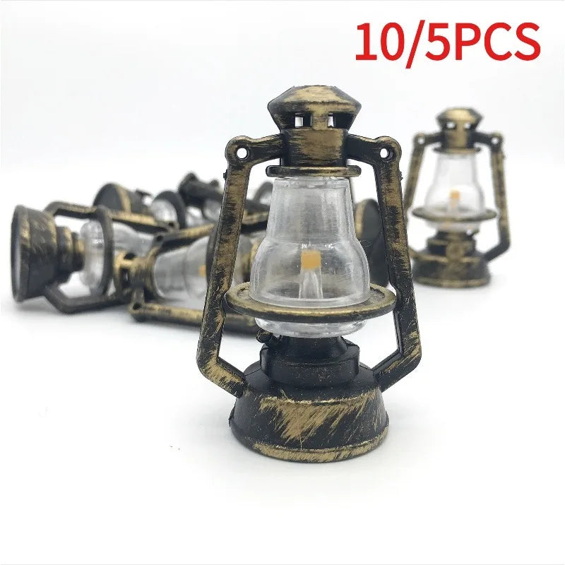 10/5Pcs  1:12 Retro Mini Lamp Ornaments Dollhouse Accessories Mini Photo Props Lantern Micro Landscape Decor Scene Decor Crafts
