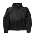 Y2k American Black Fencing Jacket Retro Gothic Hip-Hop Washed Gradient Irregular Buttons Men And Women Canvas Casual Jacket