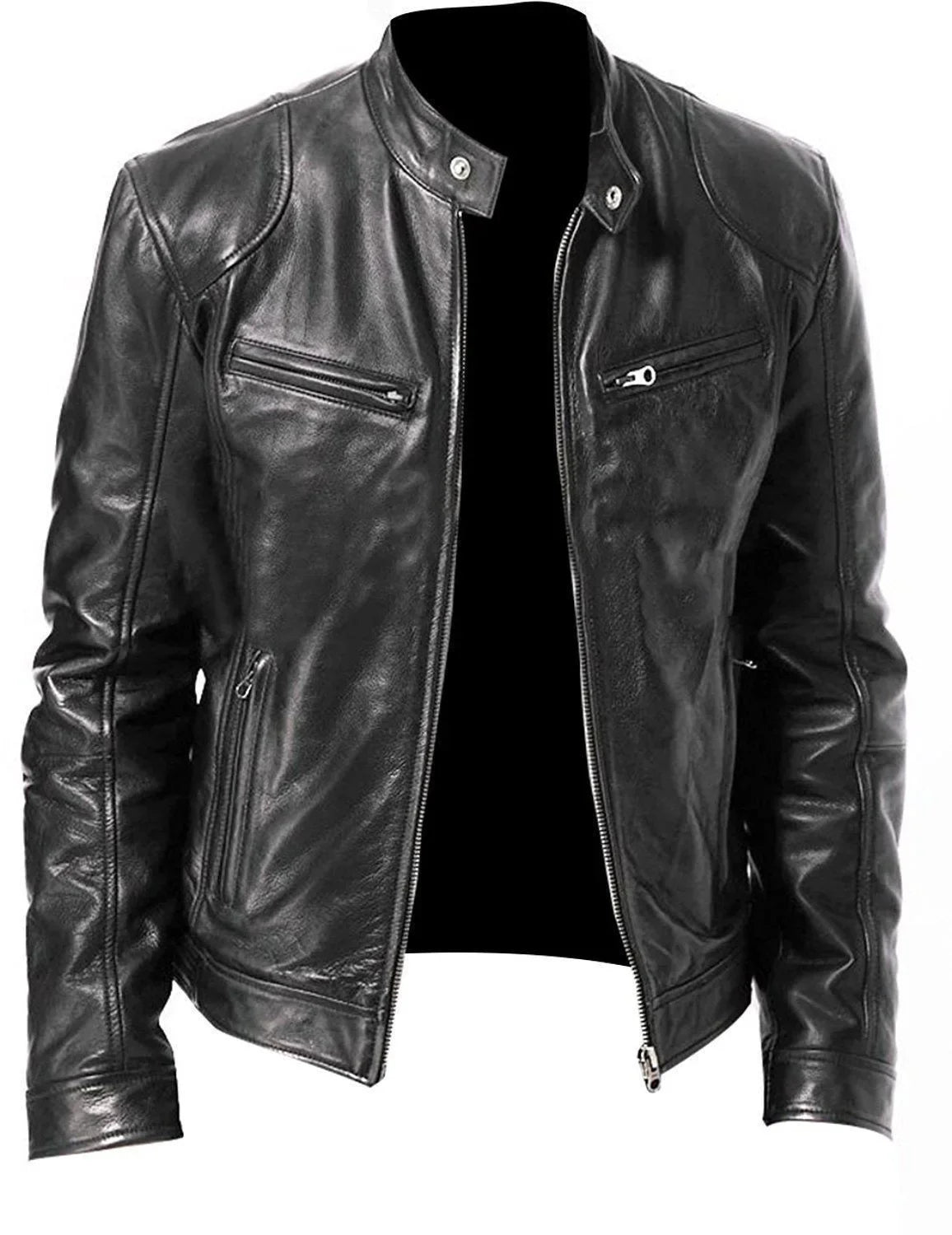 New Men's Clothing Men Leather Coat Stand Collar Punk Motorcycle Leather Jacket Spring Summer Fashion