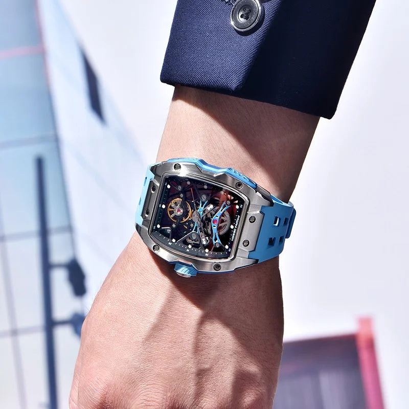 PAGANI DESIGN YS018 New 42MM Automatic Mechanical Wristwatch Fashion Casual Skeleton Sapphire Stainless Steel Watch for Men Gift