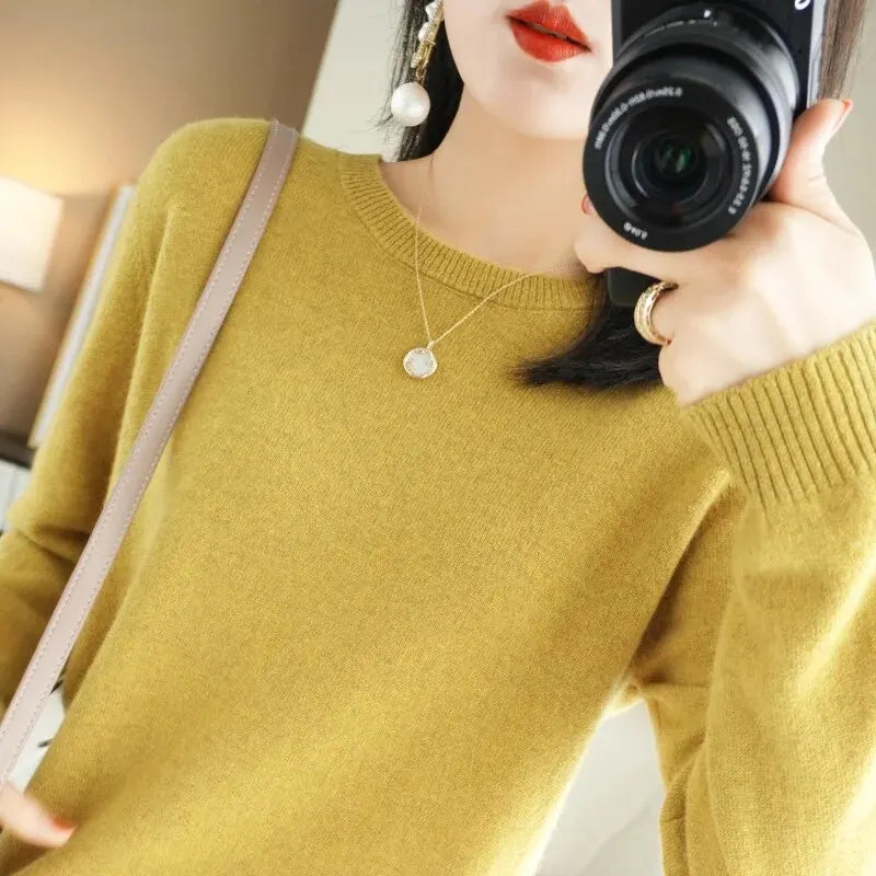 Women Sweater O-neck Autumn Winter BasicPullover Warm Casual Pulls Jumpers Korean FashionSpring Knitwear Bottoming Shirt 2026