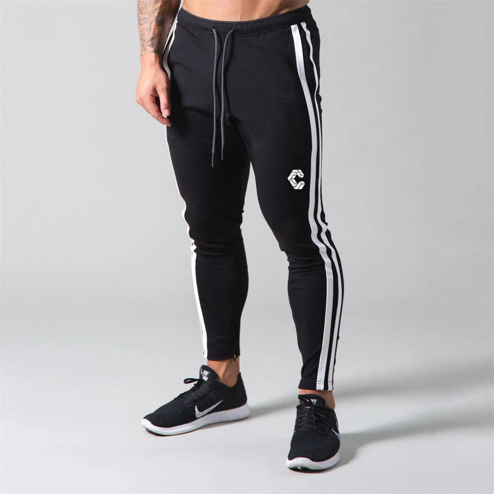 Corons 2024 Mens Joggers Side Stripe Sweatpants Man Gym Workout Fitness Cotton Trousers Male Casual Fashion Skinny Pants