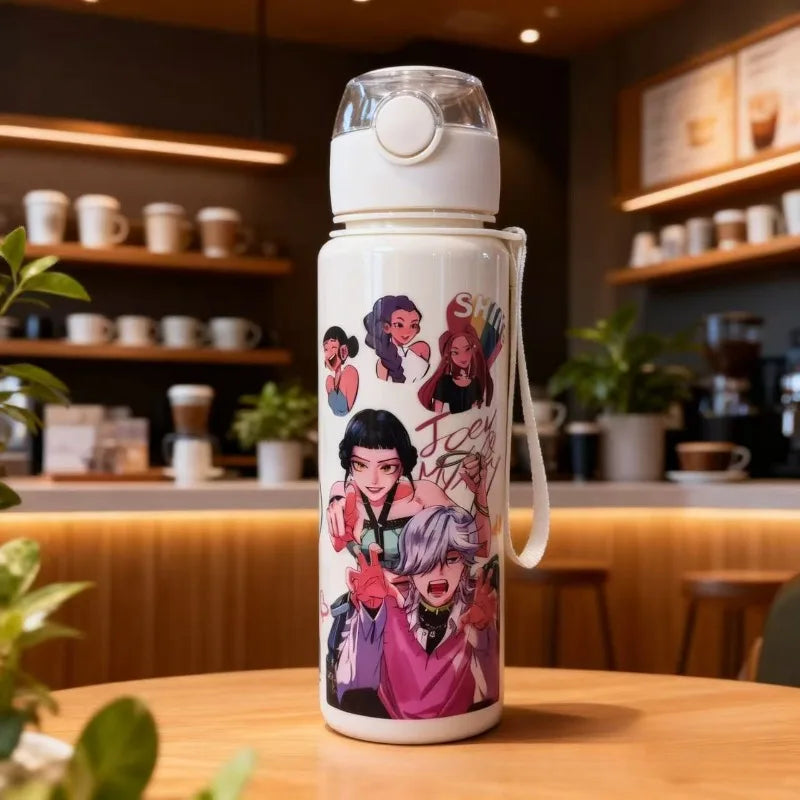 700ML Anime Cartoon Straw Cup K-POP Witch Hunt Large Capacity Tour Portable and Cute Plastic Water Cup for Children