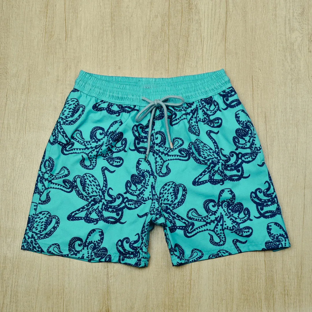 High quality New Summer Men Beach Board Shorts TORTUES HYPNOTIQUES Printed Swimwear Swim Party Bath Surf Bermudas Brand Pants