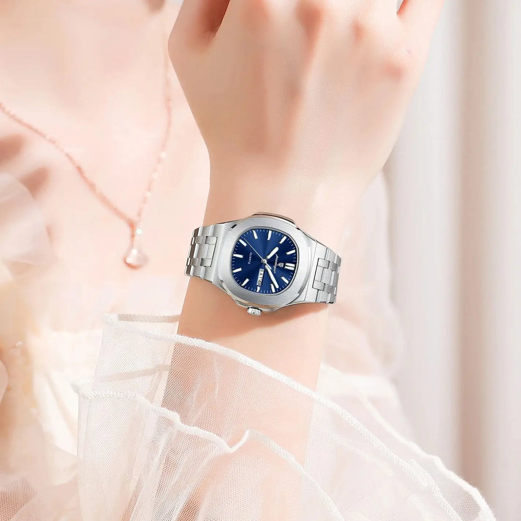 POEDAGAR Exquisite Square Woman Watch Date Week Original Waterproof Luminous Ladies Watch Stainless Steel Quartz Women's Watches