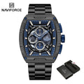 NAVIFORCE Quartz Watch for Men Fashion Waterproof Luminous Chronograph Wristwatch Auto Date Stainless Steel Strap Clock Gift