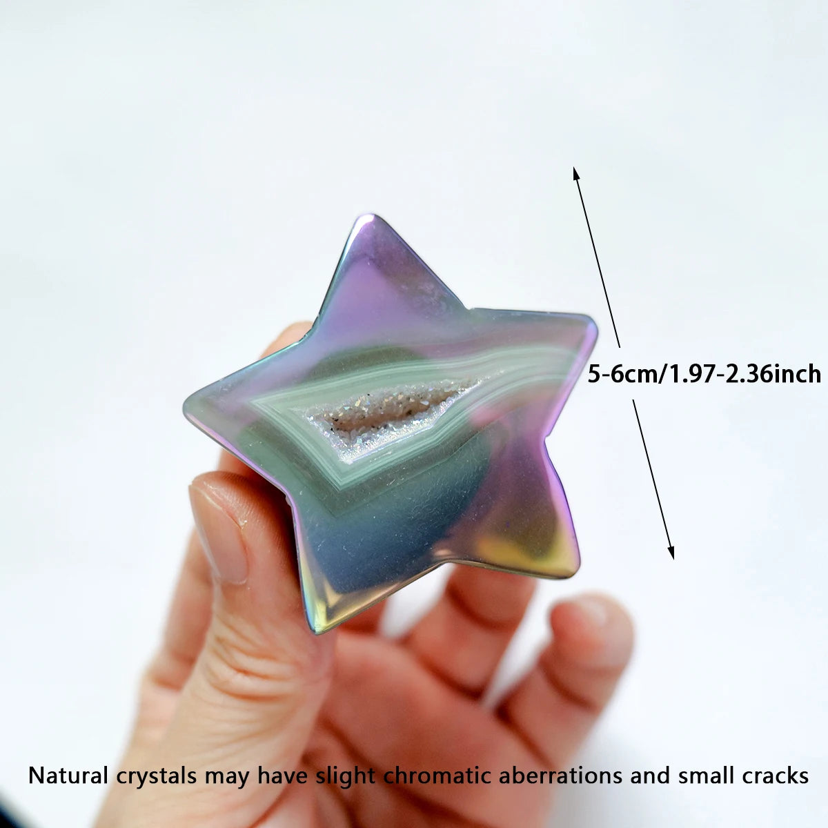1pc Natural Crystal Aura Agate Crystal Cave Pentagram Palm stone Star Home Desktop Decorative Viewing Stone Ornament