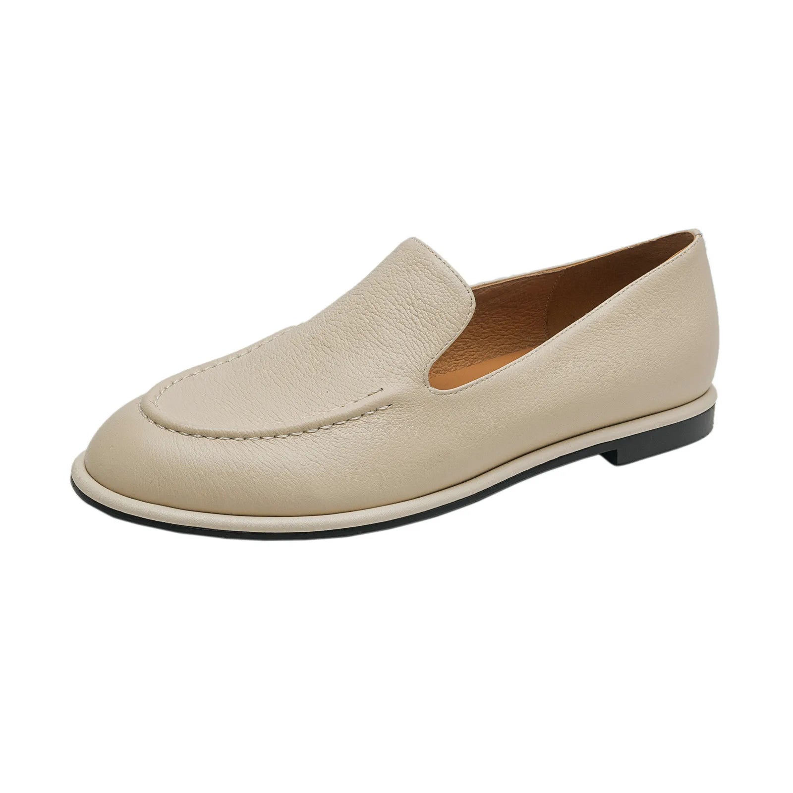 QUTAA 2025 Women Flats Shoes Fashion News Cow Leather Woman Spring Ballet Shoes Comfort Loafers Round Toe Casual Ladies 34-40