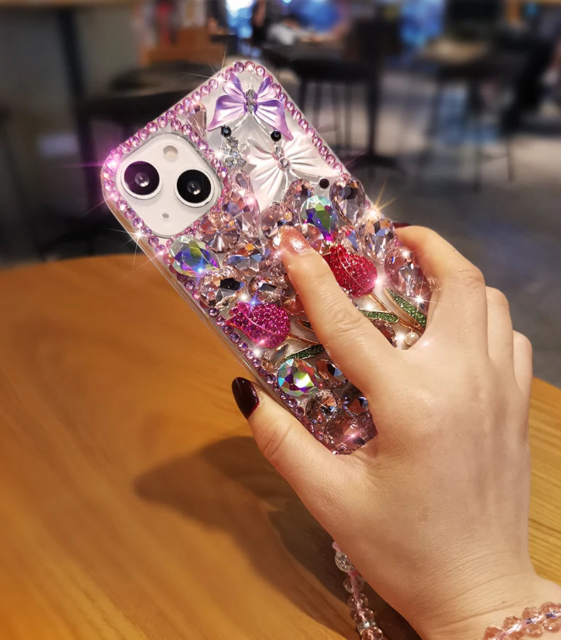 Fashion Butterfly Tulip Diamond Cases For Xiaomi Mi 11T 15T 13T 12T 14T Pro 11 Lite 5G NE Poco X3 NFC Transparent Cover